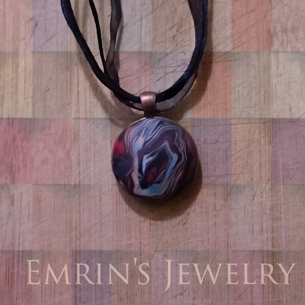 Beautiful handcrafted clay cabochon necklace
